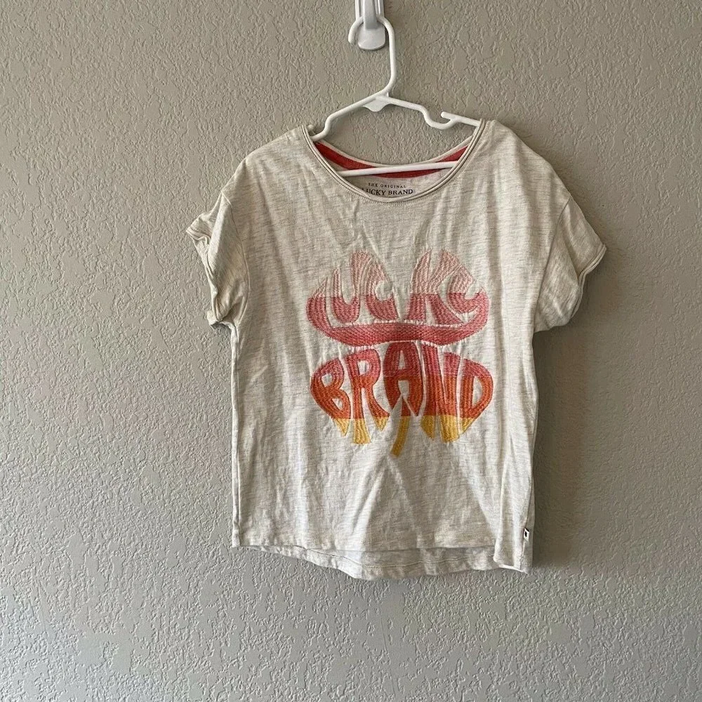 LUCKY BRAND Girls TEE Shirt Top Shell Gray  Large